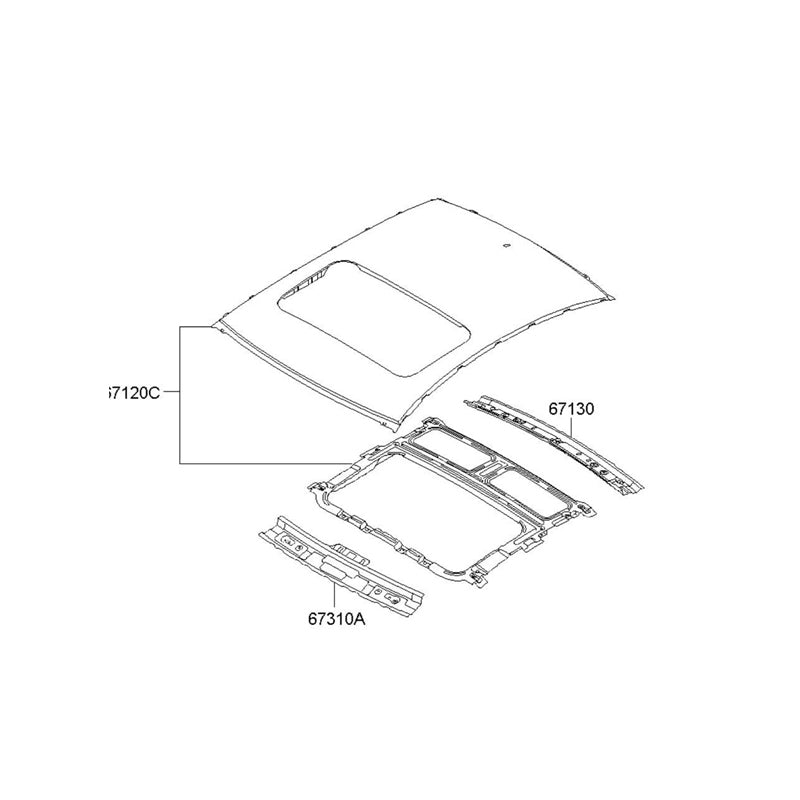 REPLACEMENT ROOF W, 2006, FOR HYUNDAI ELANTRA, 67120-0Q020