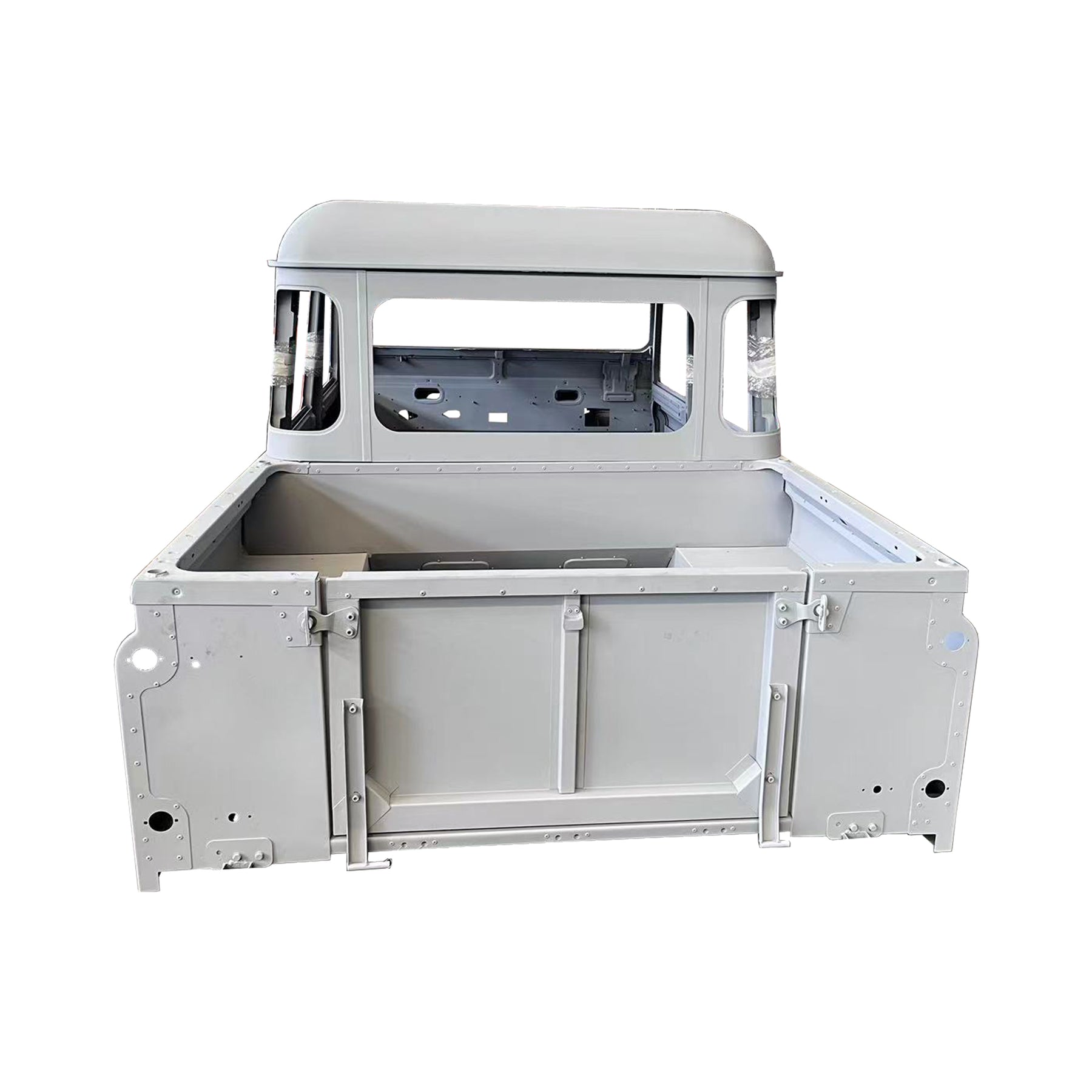 REPLACEMENT DOUBLE ROW PICKUP COMPLETE CAB WITH DOORS, WITH PRIMER, 1998, FOR LAND ROVER DEFENDER 110 TD4, (LHD), (ALUM+STEEL)