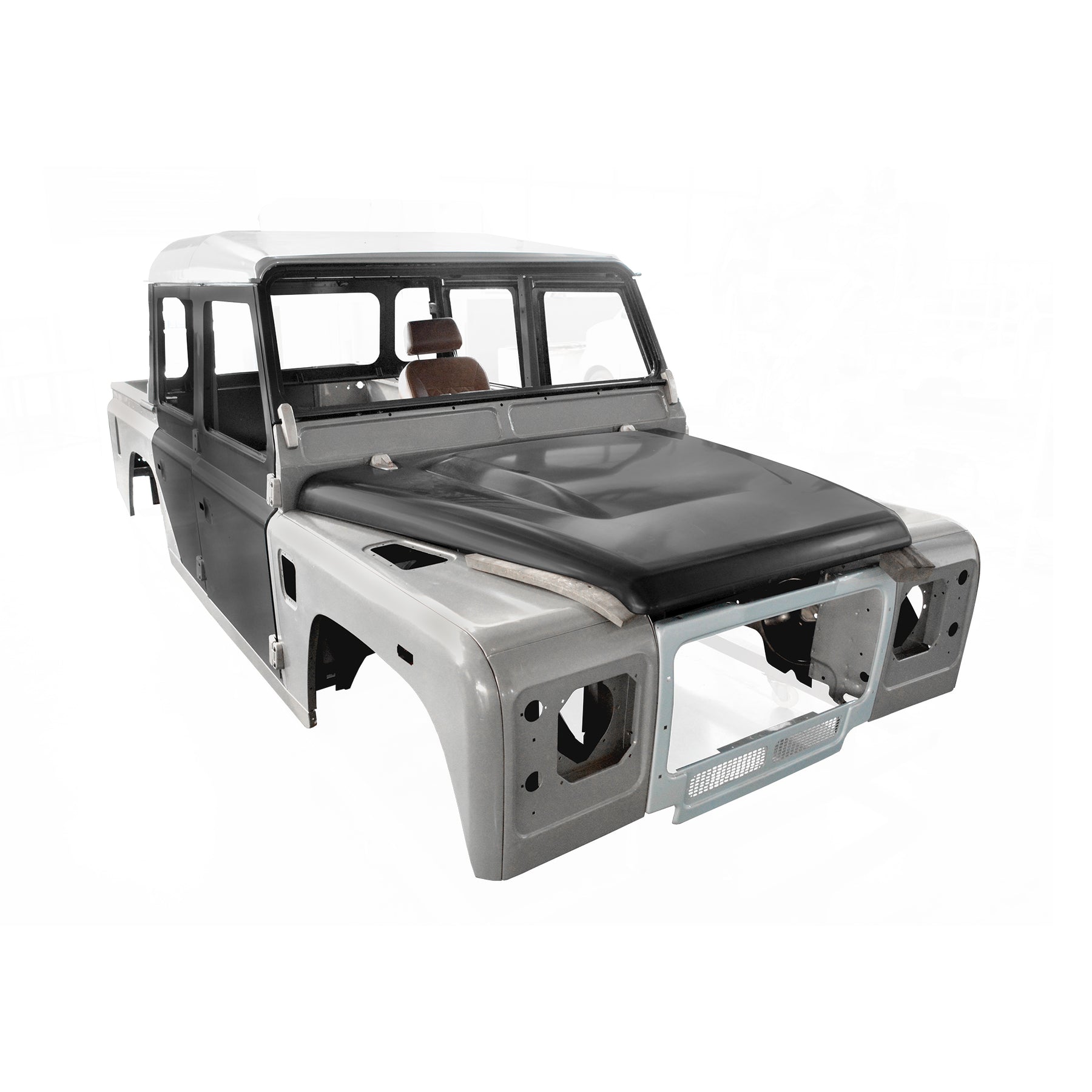 REPLACEMENT DOUBLE ROW PICKUP COMPLETE CAB WITH DOORS, WITH PRIMER, 1998, FOR LAND ROVER DEFENDER 110 TD4, (LHD), (ALUM+STEEL)