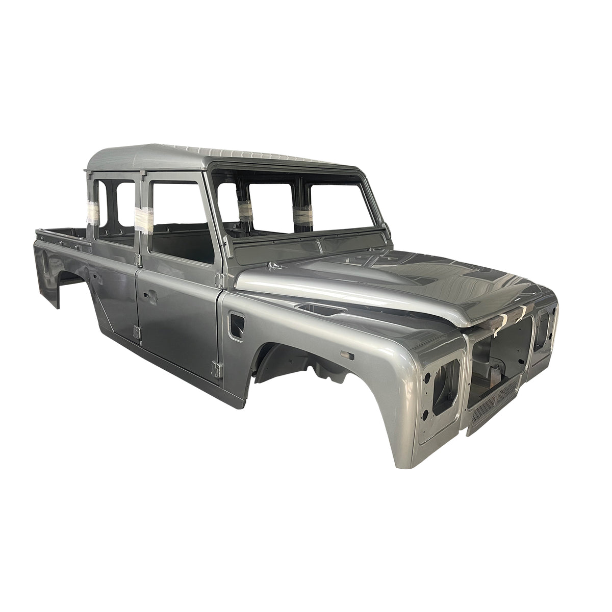 REPLACEMENT DOUBLE ROW PICKUP COMPLETE CAB WITH DOORS, WITH PRIMER, 1998, FOR LAND ROVER DEFENDER 110 TD4, (LHD), (ALUM+STEEL)