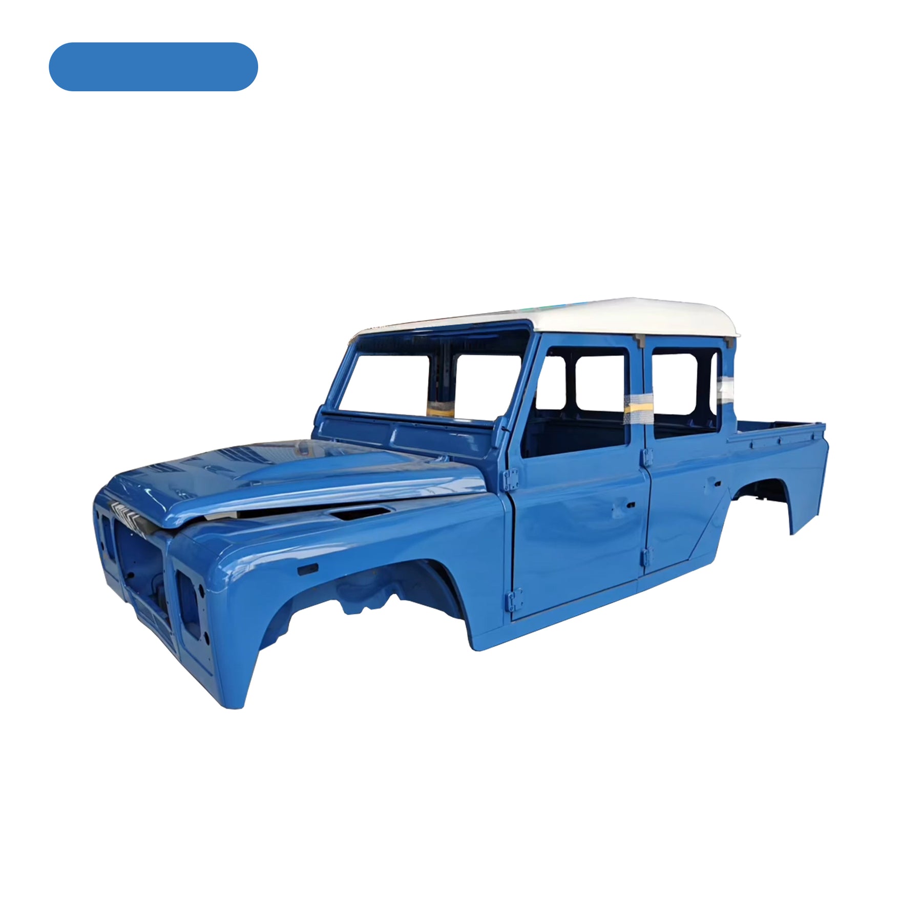 REPLACEMENT DOUBLE ROW PICKUP COMPLETE CAB WITH DOORS, WITH PRIMER, 1998, FOR LAND ROVER DEFENDER 110 TD4, (LHD), (ALUM+STEEL)