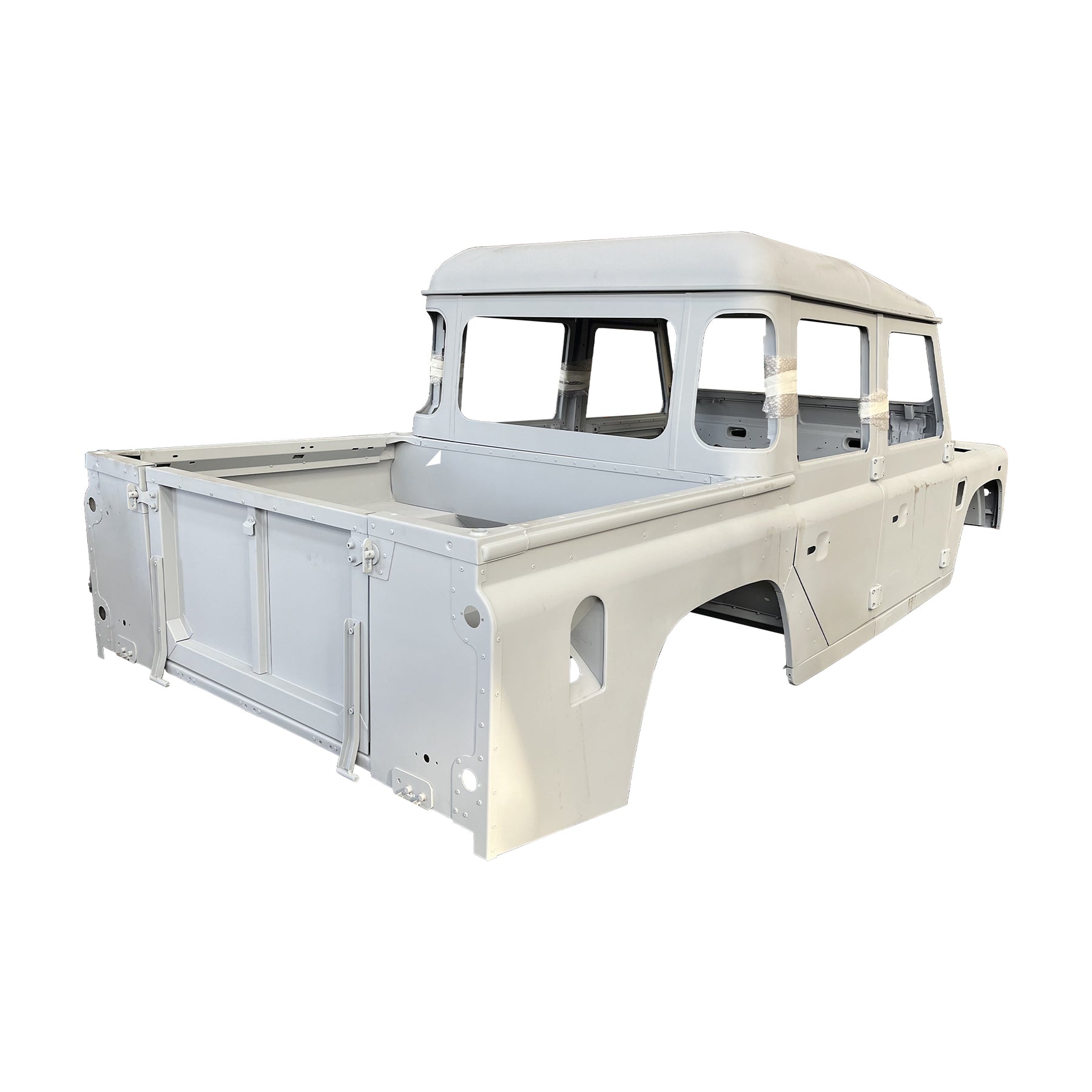 REPLACEMENT DOUBLE ROW PICKUP COMPLETE CAB WITH DOORS, WITH PRIMER, 1998, FOR LAND ROVER DEFENDER 110 TD4, (LHD), (ALUM+STEEL)