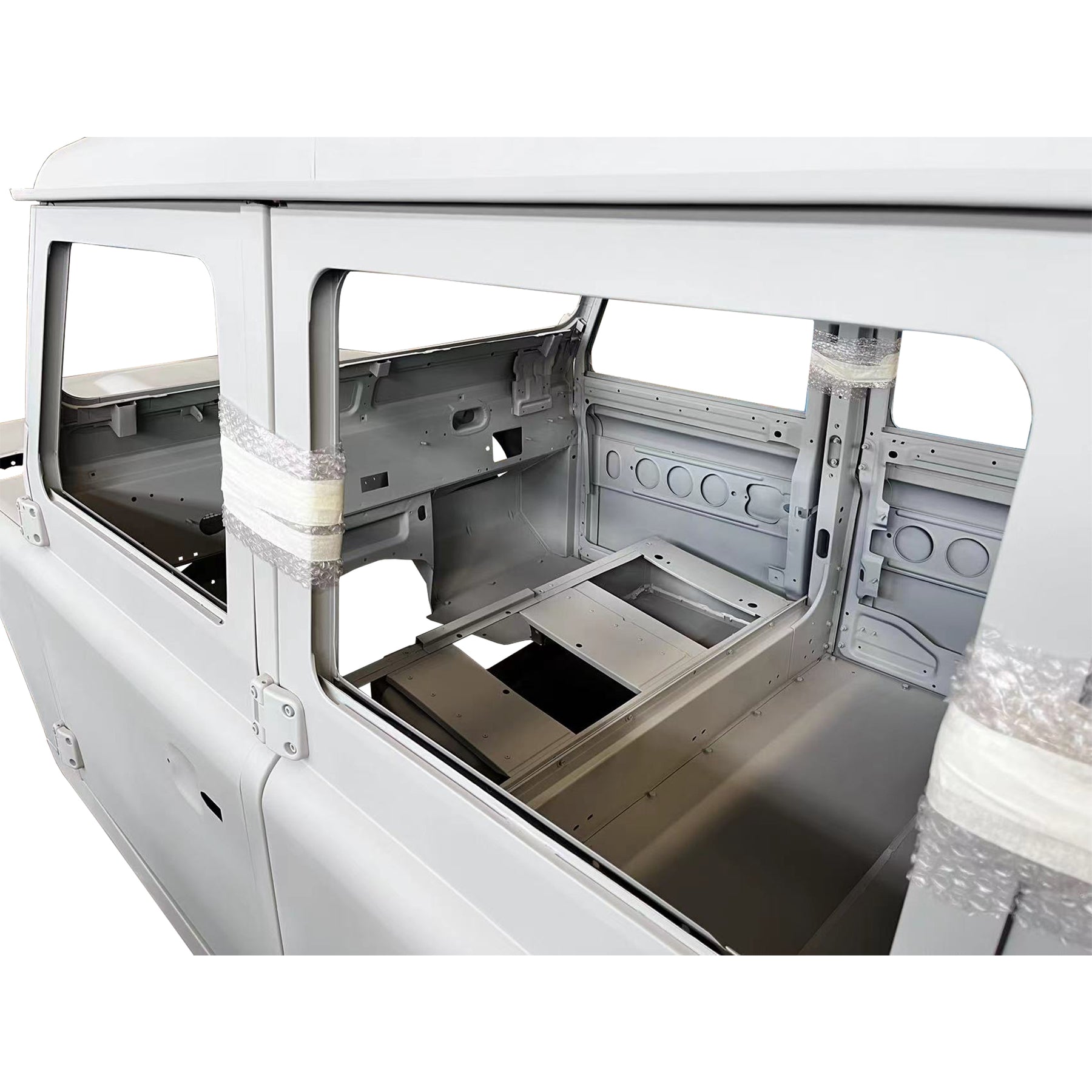 REPLACEMENT DOUBLE ROW PICKUP COMPLETE CAB WITH DOORS, WITH PRIMER, 1998, FOR LAND ROVER DEFENDER 110 TD4, (LHD), (ALUM+STEEL)